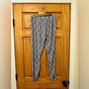 Patterned White and Blue So RAD Fabric Joggers Women’s Size M